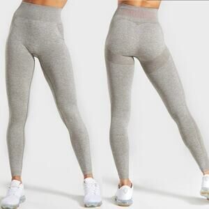 GYMSHARK Flex High Waisted Leggings in Khaki Marl/Taupe - Size XS